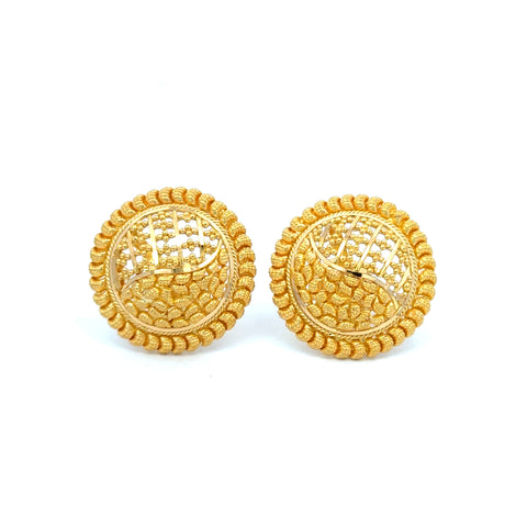 22k Yellow Gold Filigree Large Earrings with gold weight of 8.53g