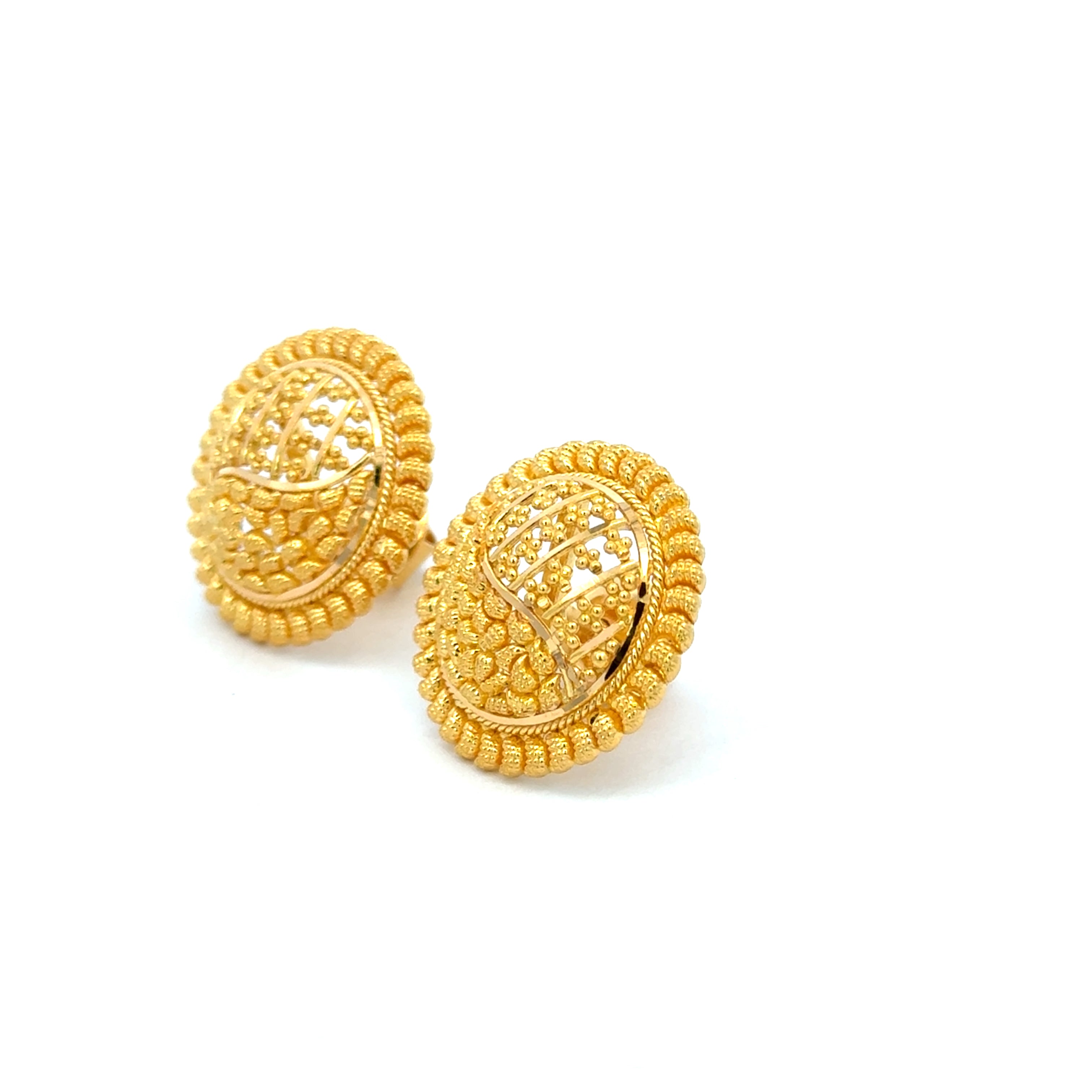 22k Yellow Gold Filigree Large Earrings with gold weight of 8.53g