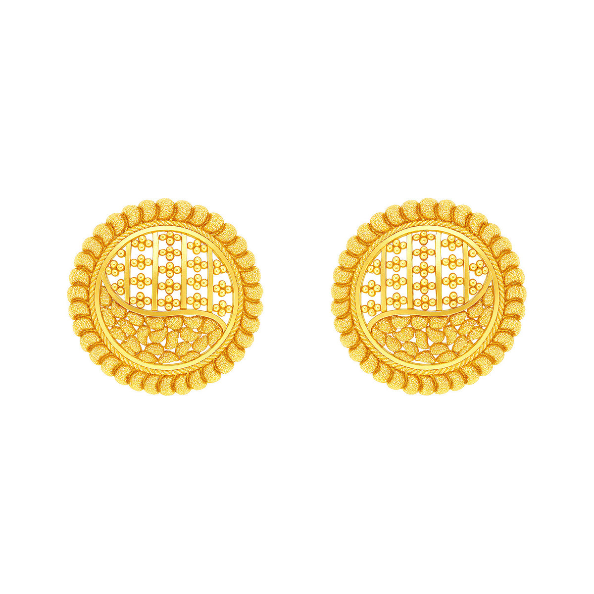 22k Yellow Gold Filigree Large Earrings with gold weight of 8.53g