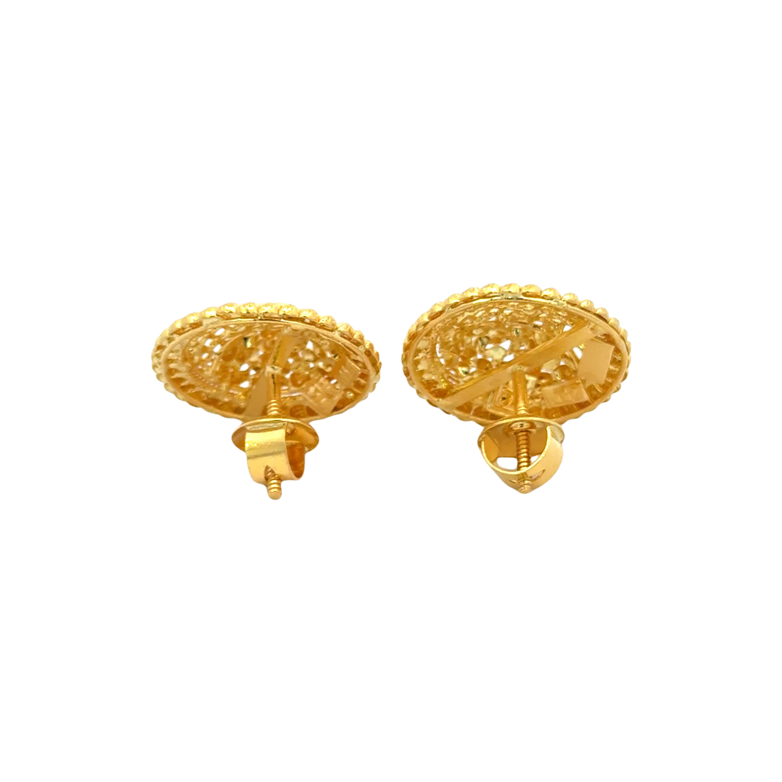 22k Yellow Gold Filigree Large Earrings with gold weight of 8.53g