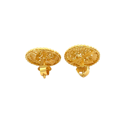 22k Yellow Gold Filigree Large Earrings with gold weight of 8.53g