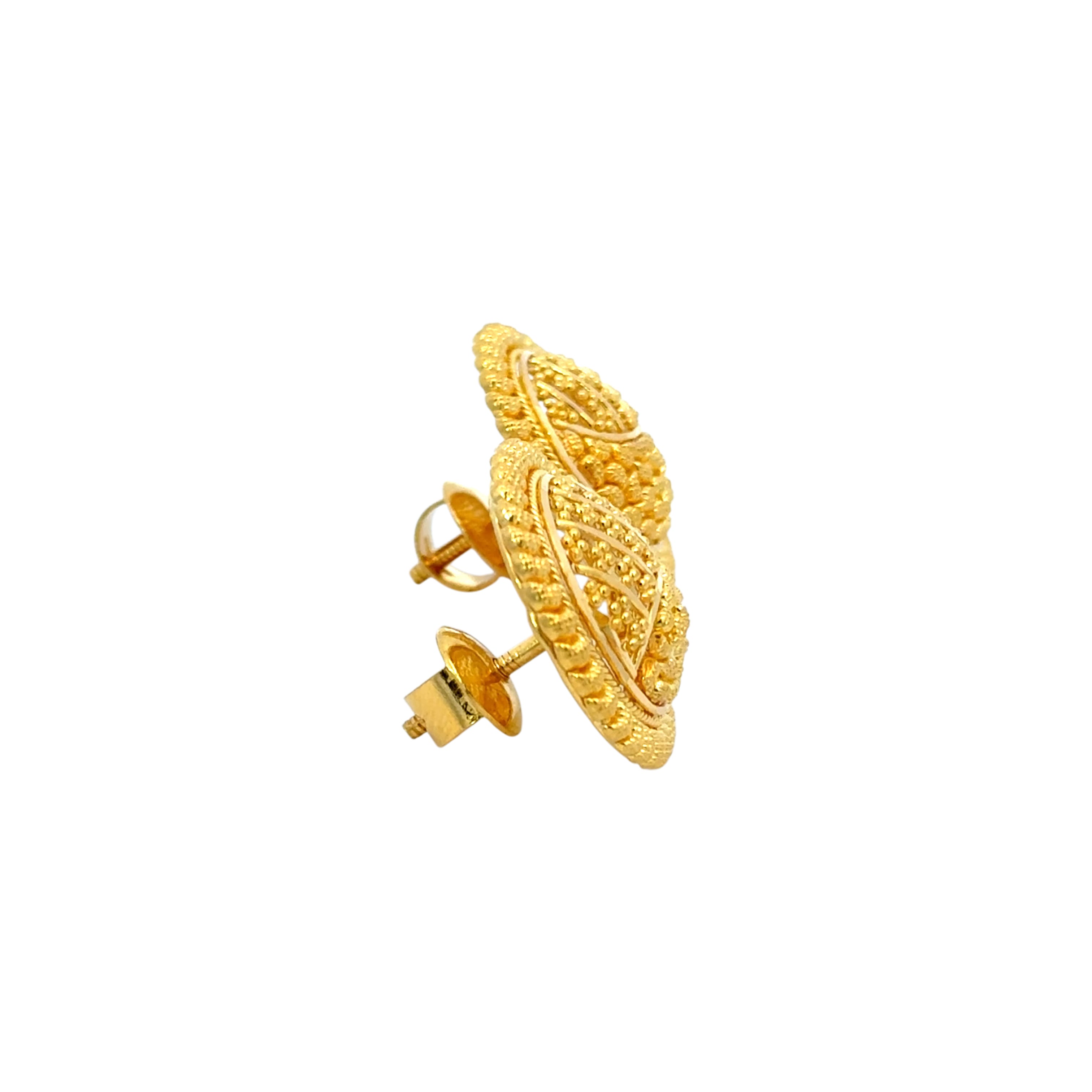 22k Yellow Gold Filigree Large Earrings with gold weight of 8.53g