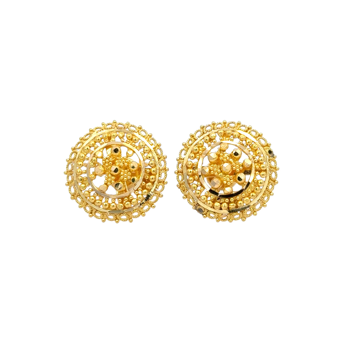 22k Yellow Gold Filigree Small Earrings with gold weight of 5.85g