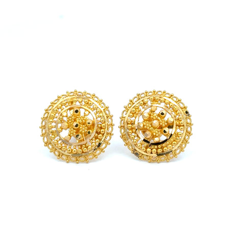 22k Yellow Gold Filigree Small Earrings with gold weight of 5.85g