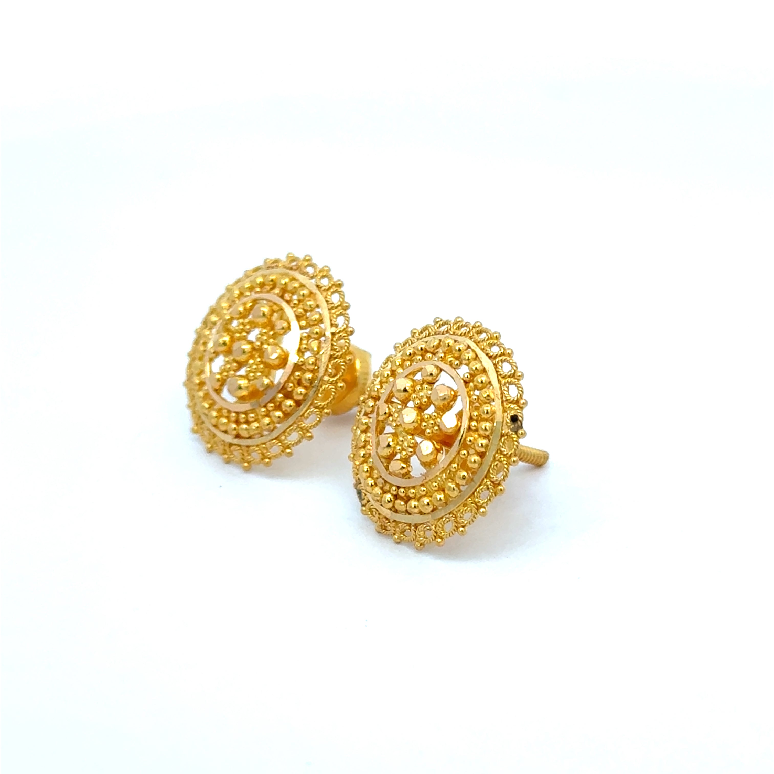 22k Yellow Gold Filigree Small Earrings with gold weight of 5.85g