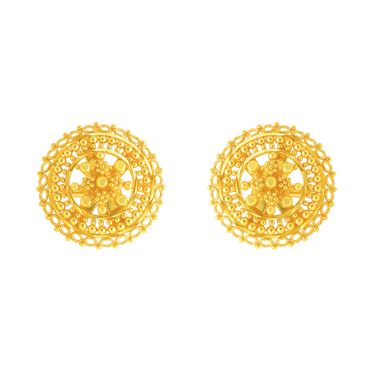 22k Yellow Gold Filigree Small Earrings with gold weight of 5.85g