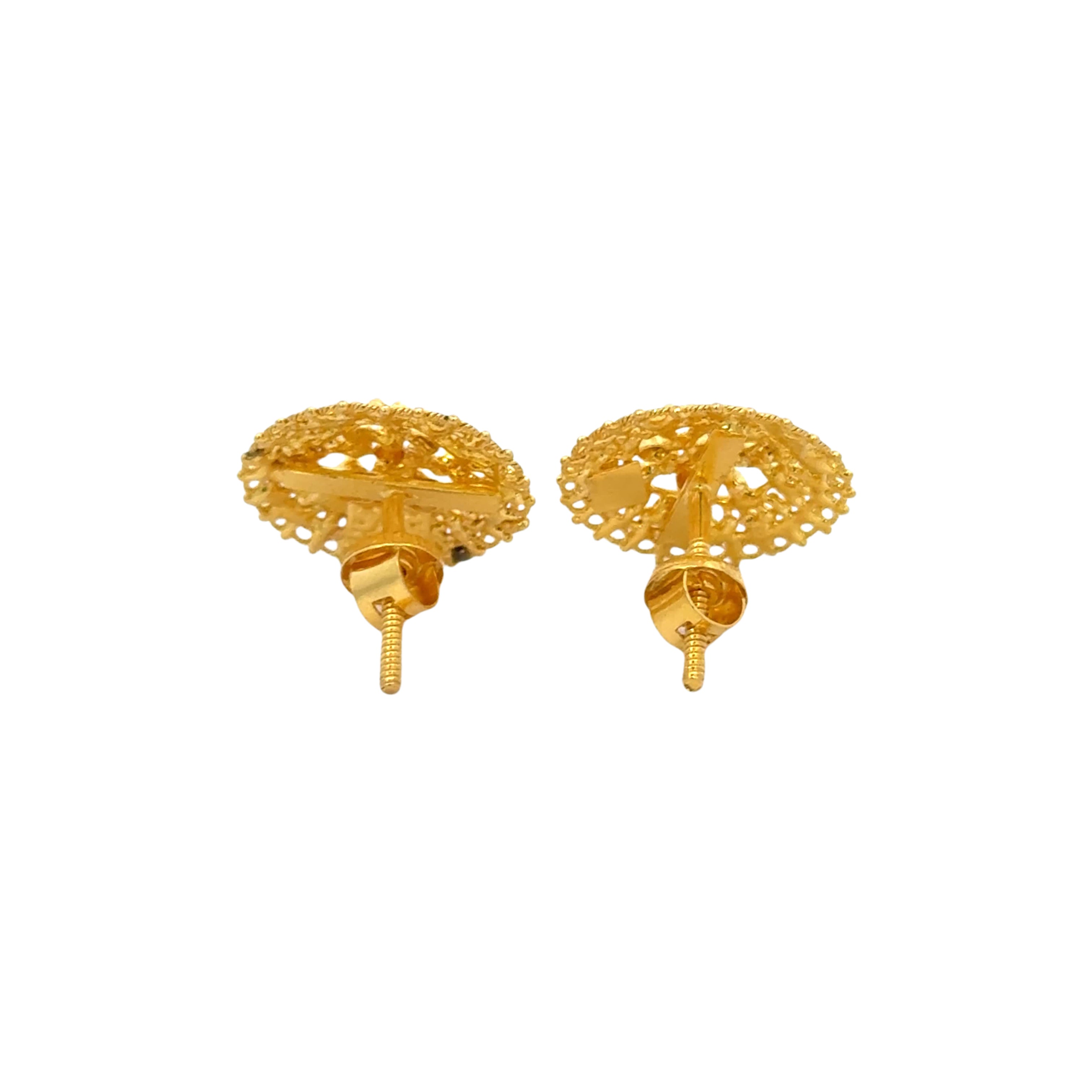 22k Yellow Gold Filigree Small Earrings with gold weight of 5.85g