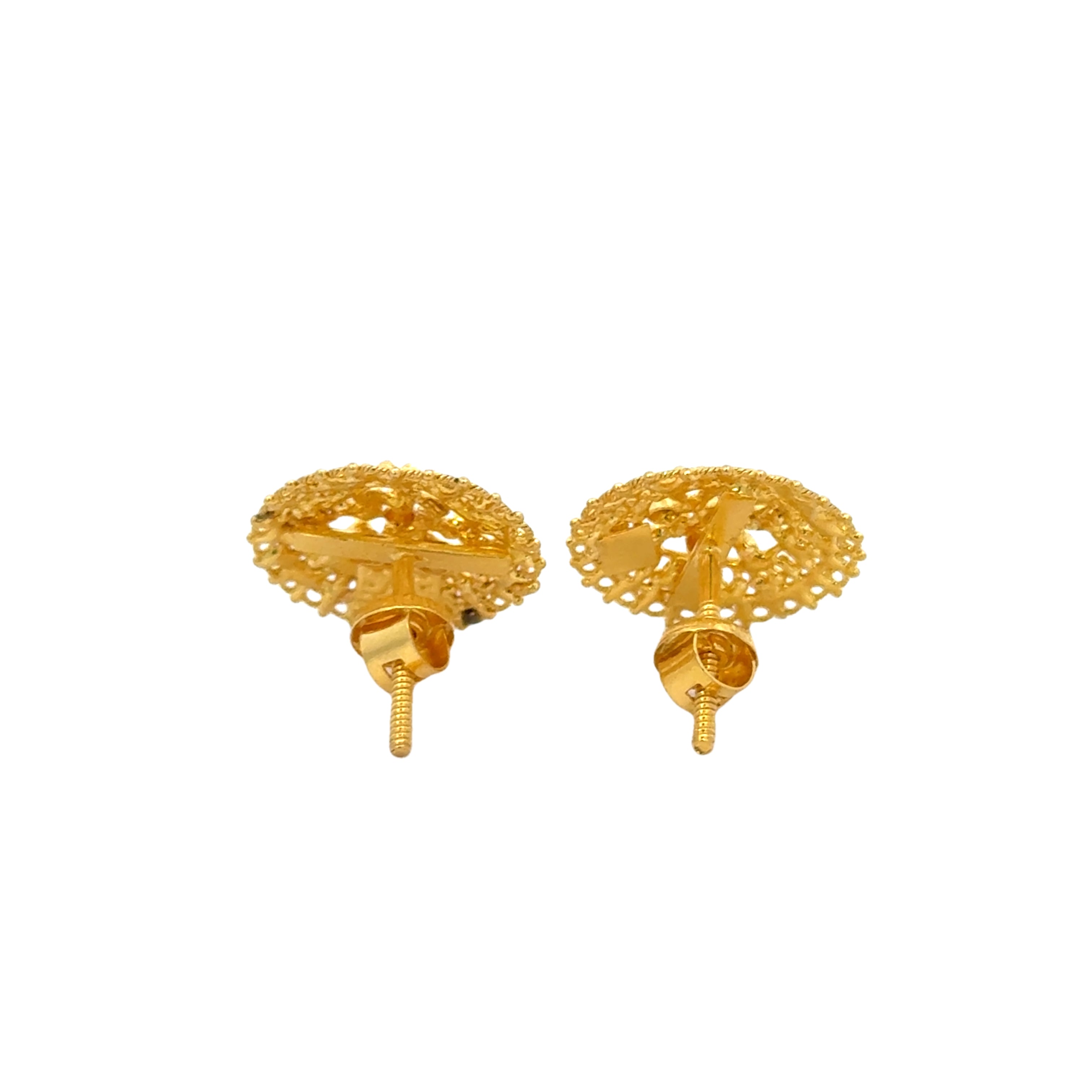 22k Yellow Gold Filigree Small Earrings with gold weight of 5.85g