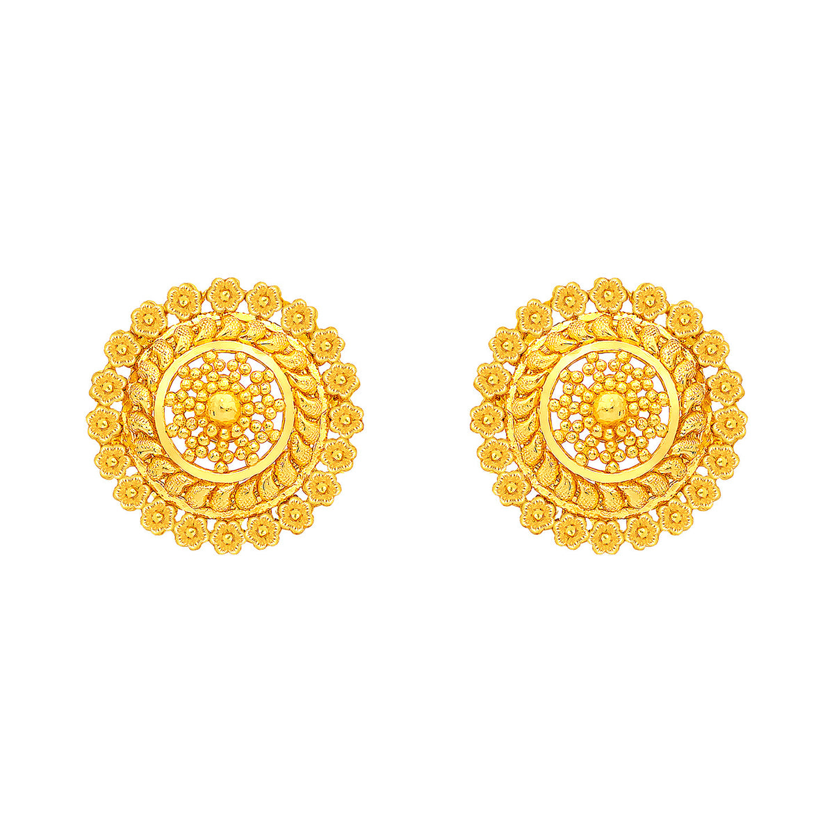 22k Yellow Gold Filigree Small Earrings with gold weight of 5.9g