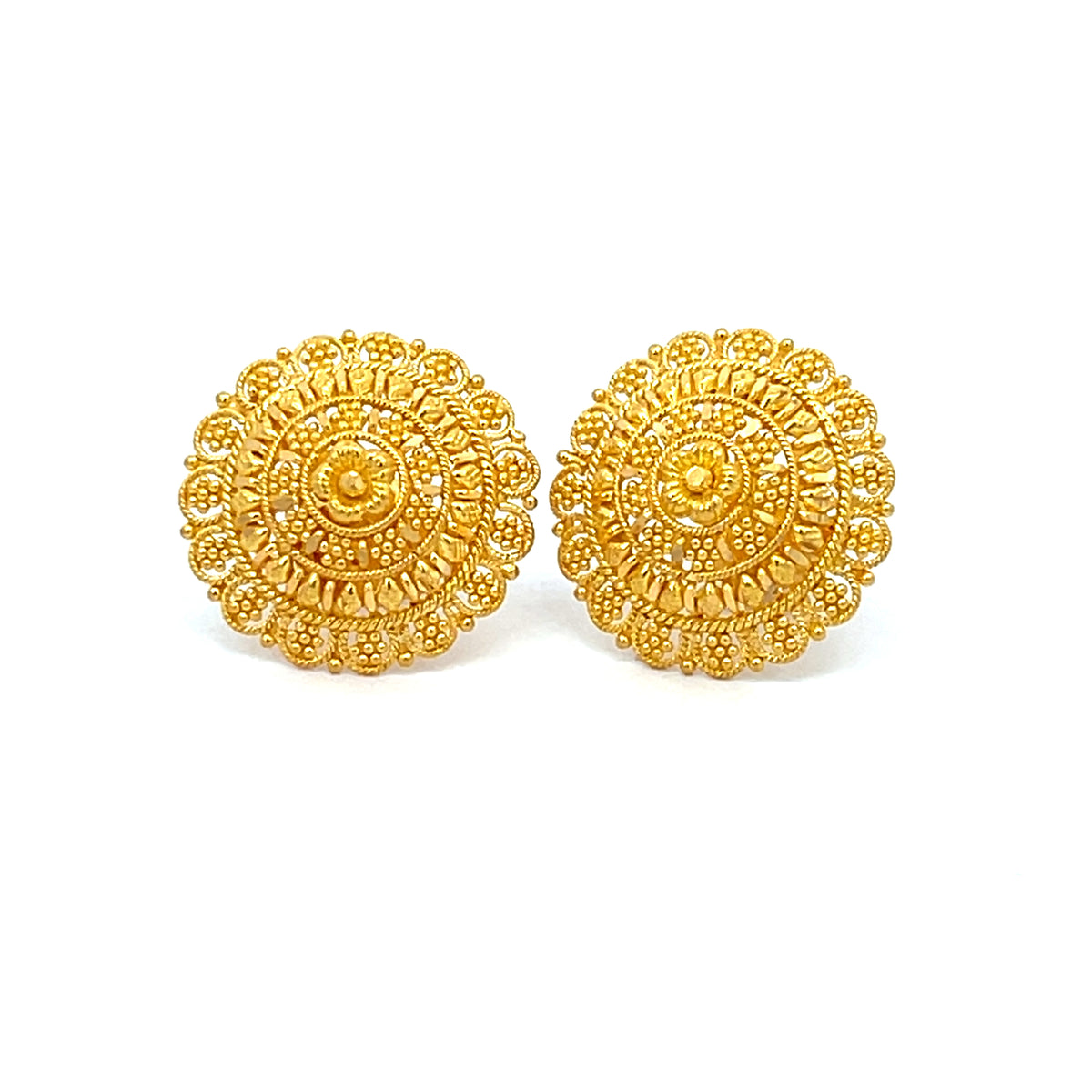 22k Yellow Gold Filigree Medium Earrings with gold weight of 6.13g