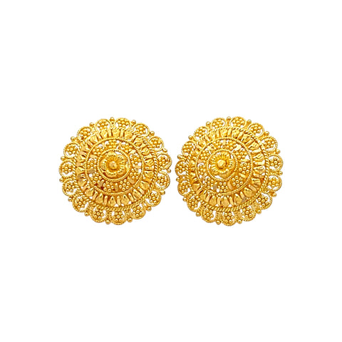 22k Yellow Gold Filigree Medium Earrings with gold weight of 6.13g