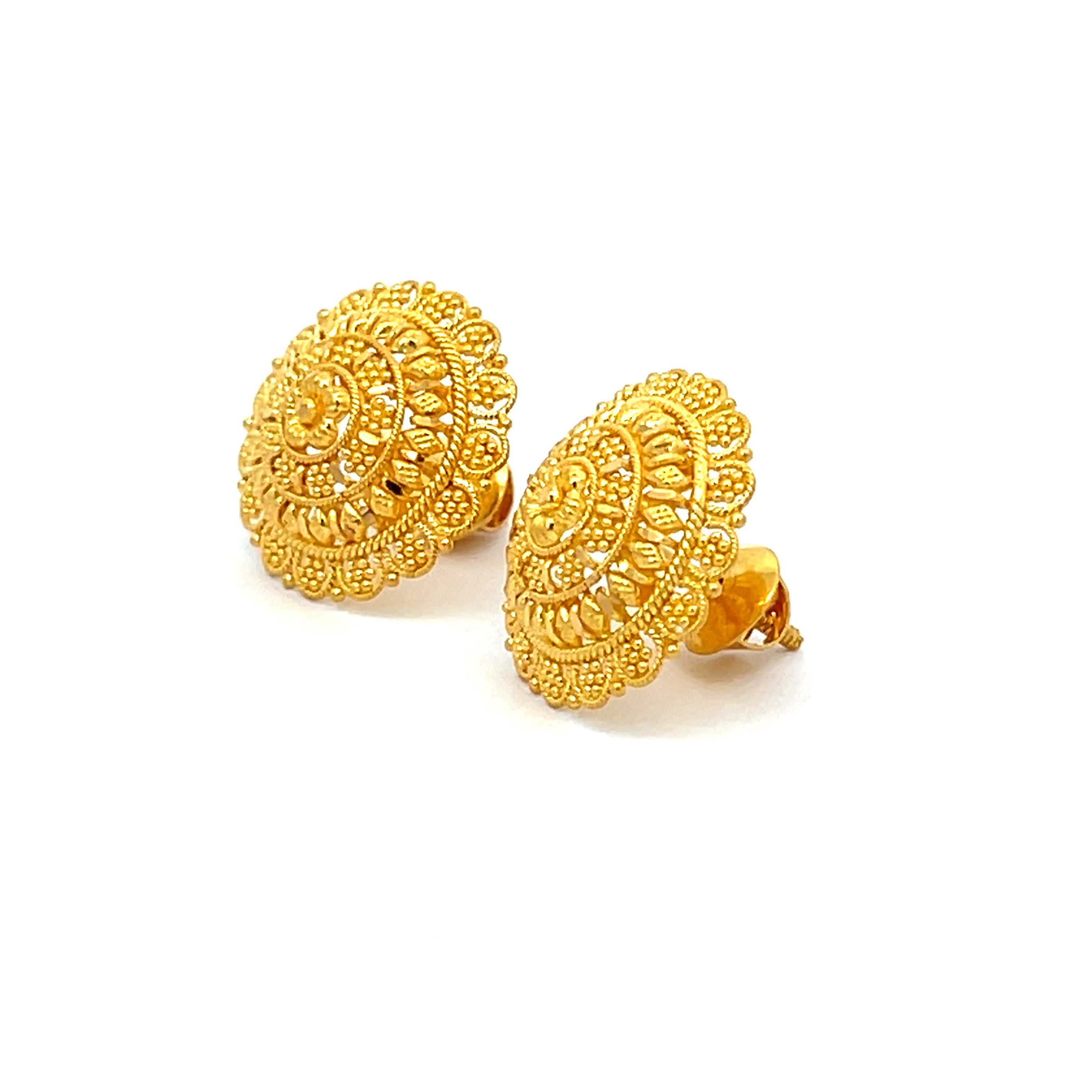 22k Yellow Gold Filigree Medium Earrings with gold weight of 6.13g