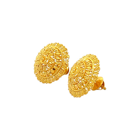 22k Yellow Gold Filigree Medium Earrings with gold weight of 6.13g