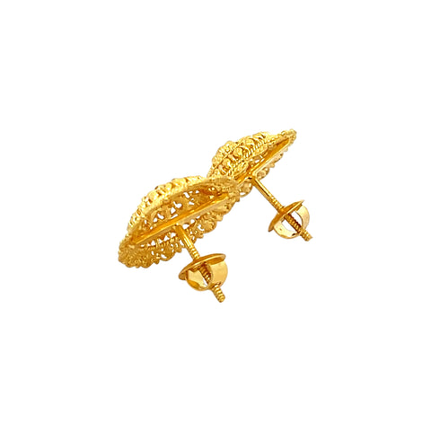 22k Yellow Gold Filigree Medium Earrings with gold weight of 6.13g