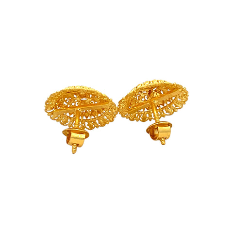 22k Yellow Gold Filigree Medium Earrings with gold weight of 6.13g
