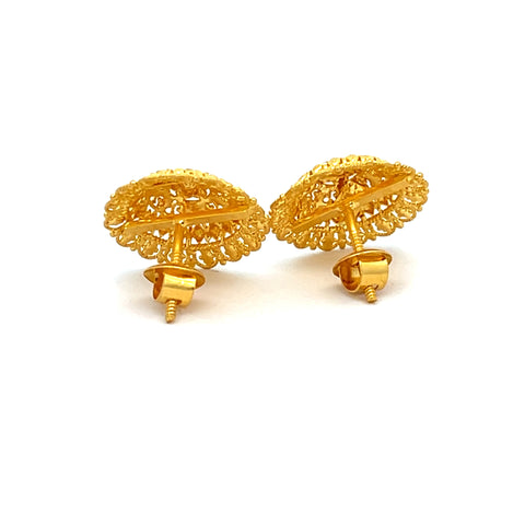 22k Yellow Gold Filigree Medium Earrings with gold weight of 6.13g