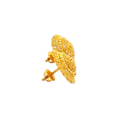 22k Yellow Gold Filigree Medium Earrings with gold weight of 6.13g