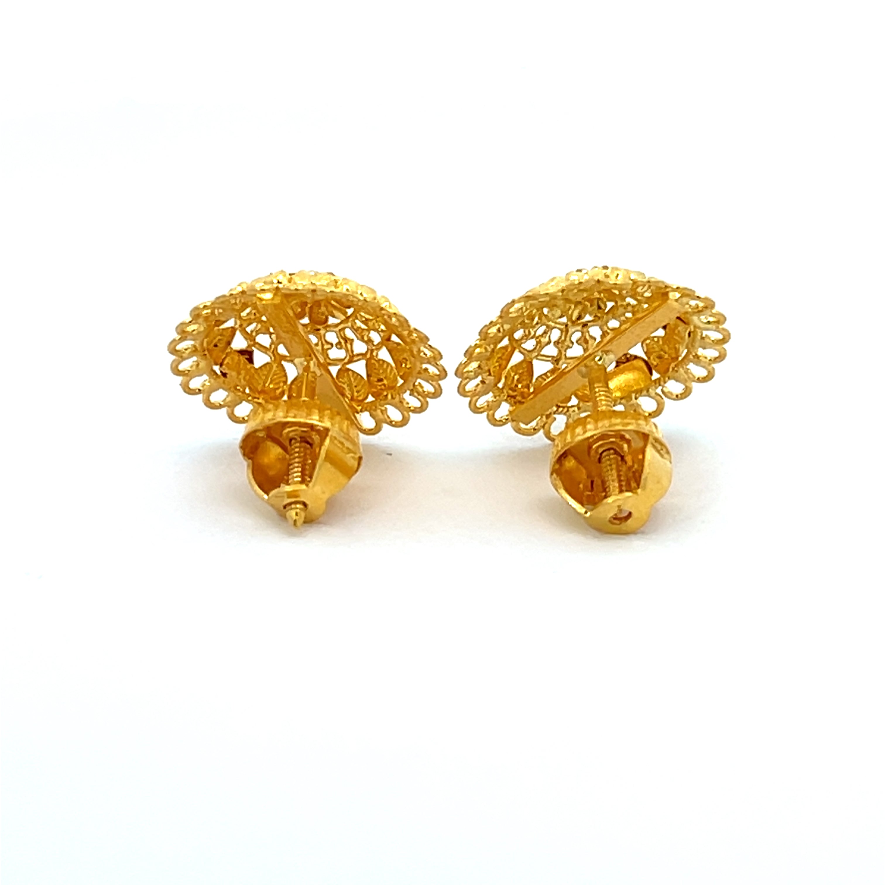 22k Yellow Gold Filigree Medium Earrings with gold weight of 6.72g