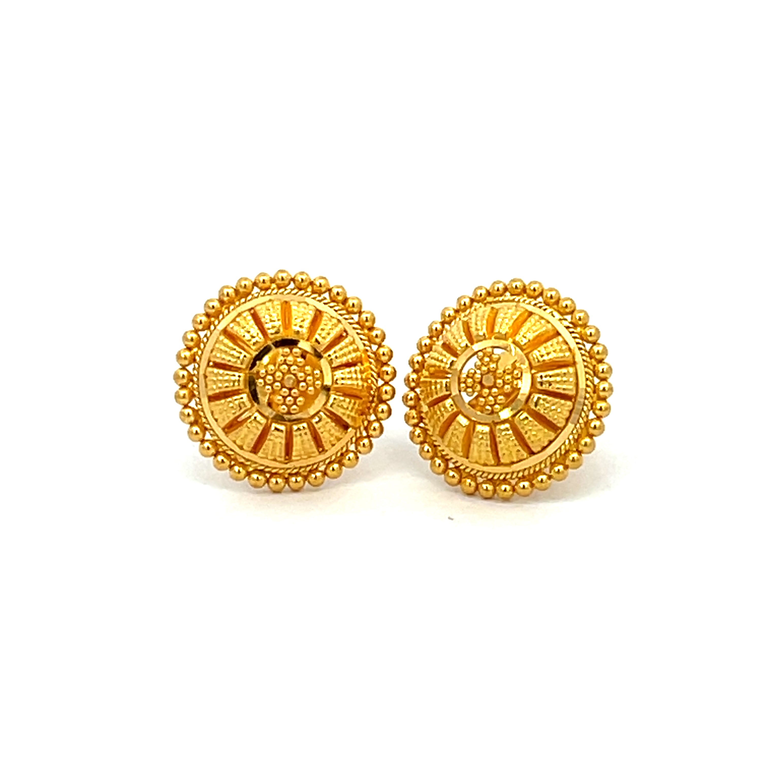 22k Yellow Gold Filigree Small Earrings with gold weight of 4.05g