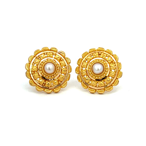 22k Yellow Gold Filigree Medium Earrings with gold weight of 5.2g