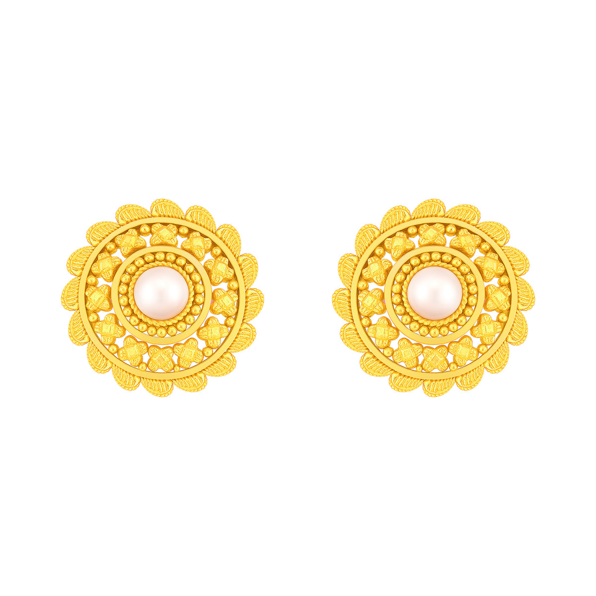 22k Yellow Gold Filigree Medium Earrings with gold weight of 5.2g