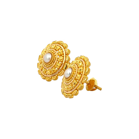 22k Yellow Gold Filigree Medium Earrings with gold weight of 5.2g