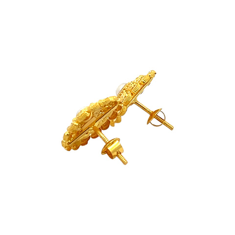 22k Yellow Gold Filigree Medium Earrings with gold weight of 5.2g
