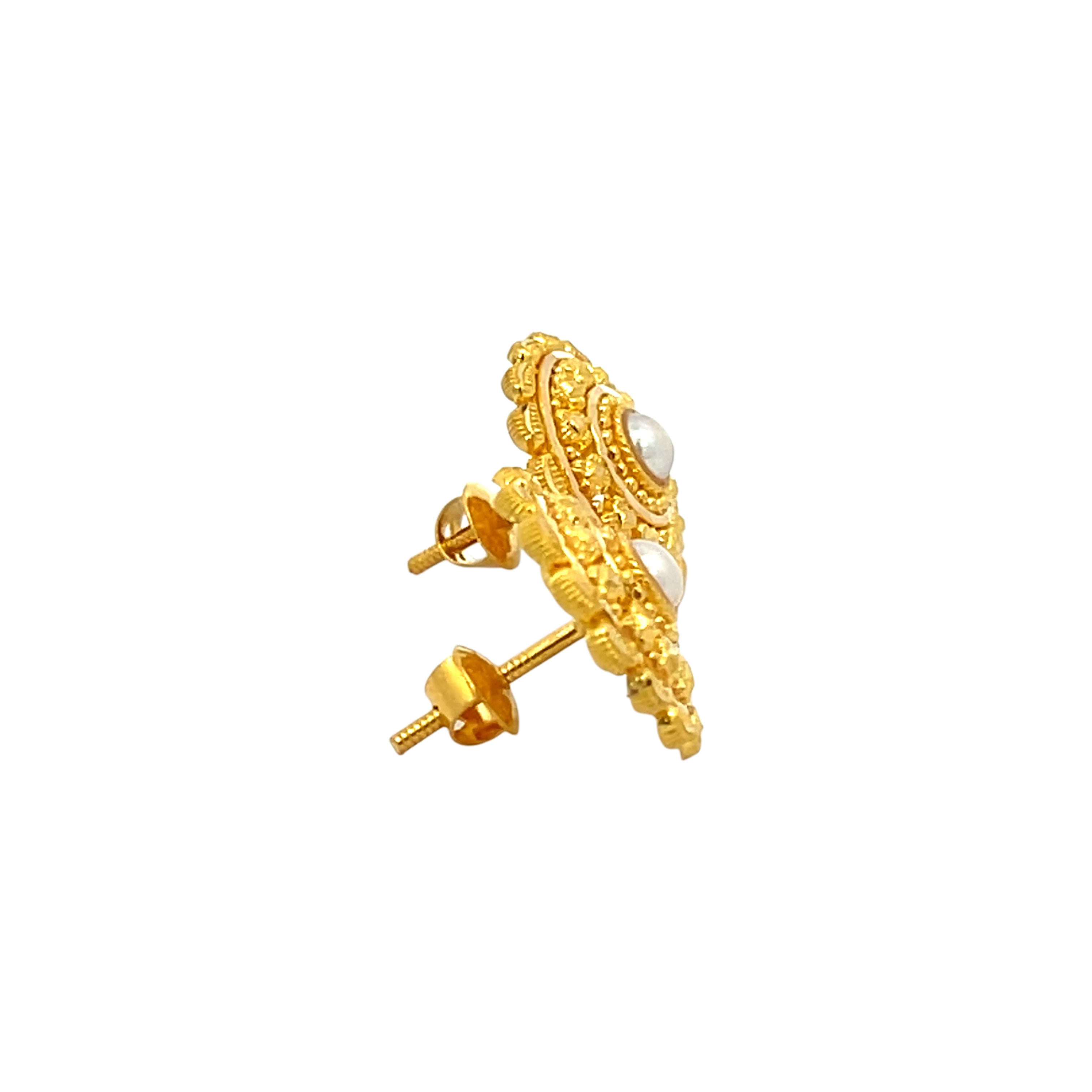 22k Yellow Gold Filigree Medium Earrings with gold weight of 5.2g