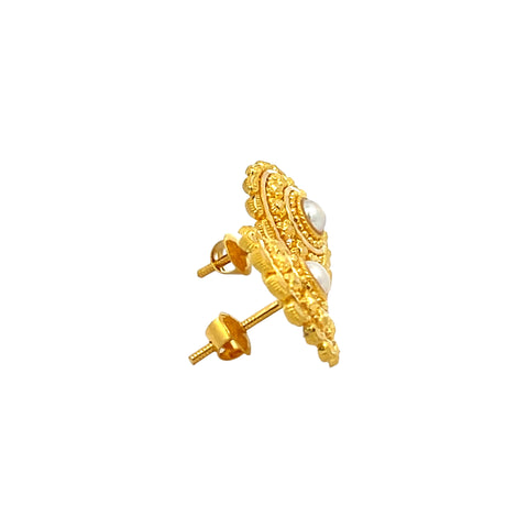 22k Yellow Gold Filigree Medium Earrings with gold weight of 5.2g
