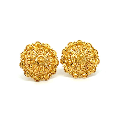 22k Yellow Gold Filigree Medium Earrings with gold weight of 6g