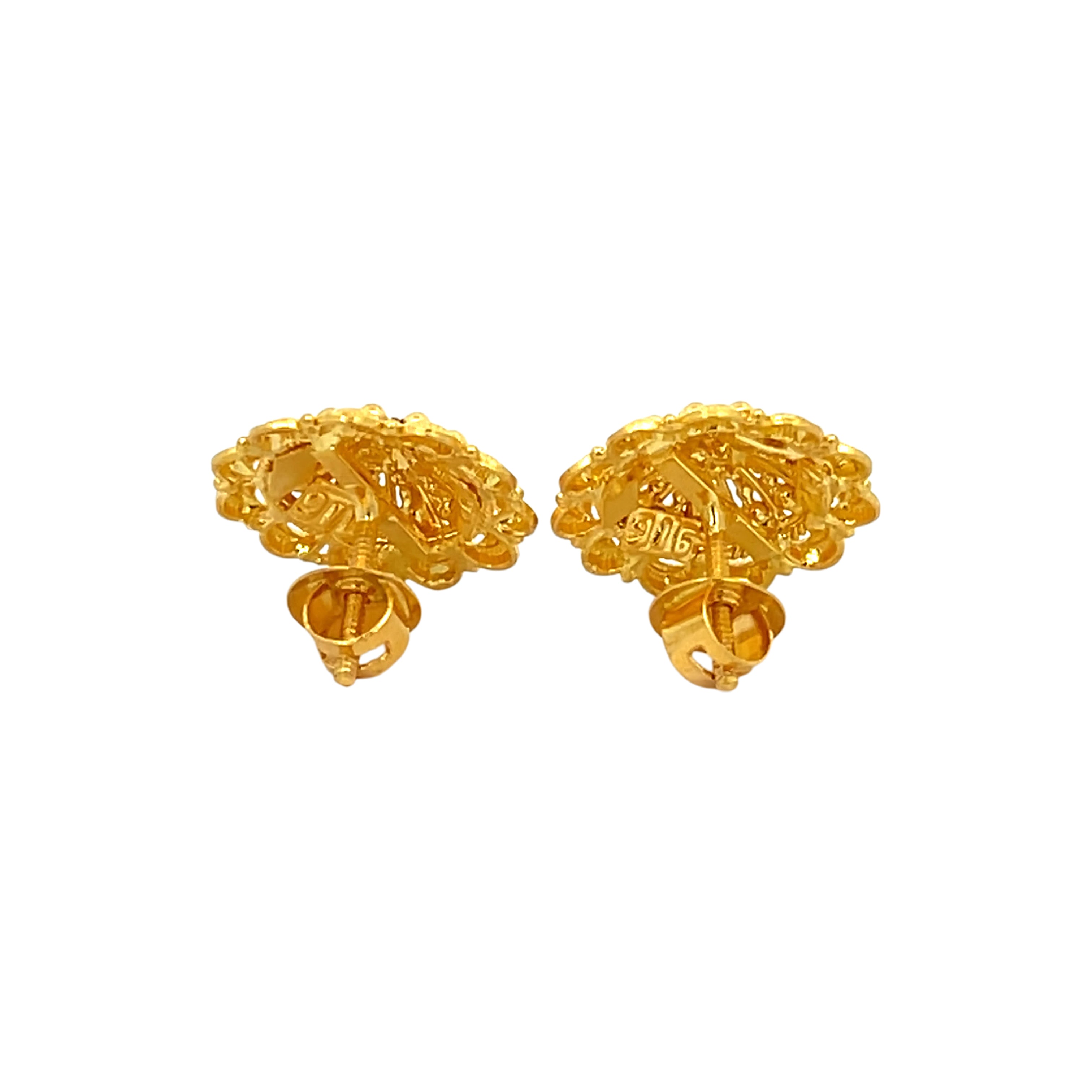 22k Yellow Gold Filigree Medium Earrings with gold weight of 6g