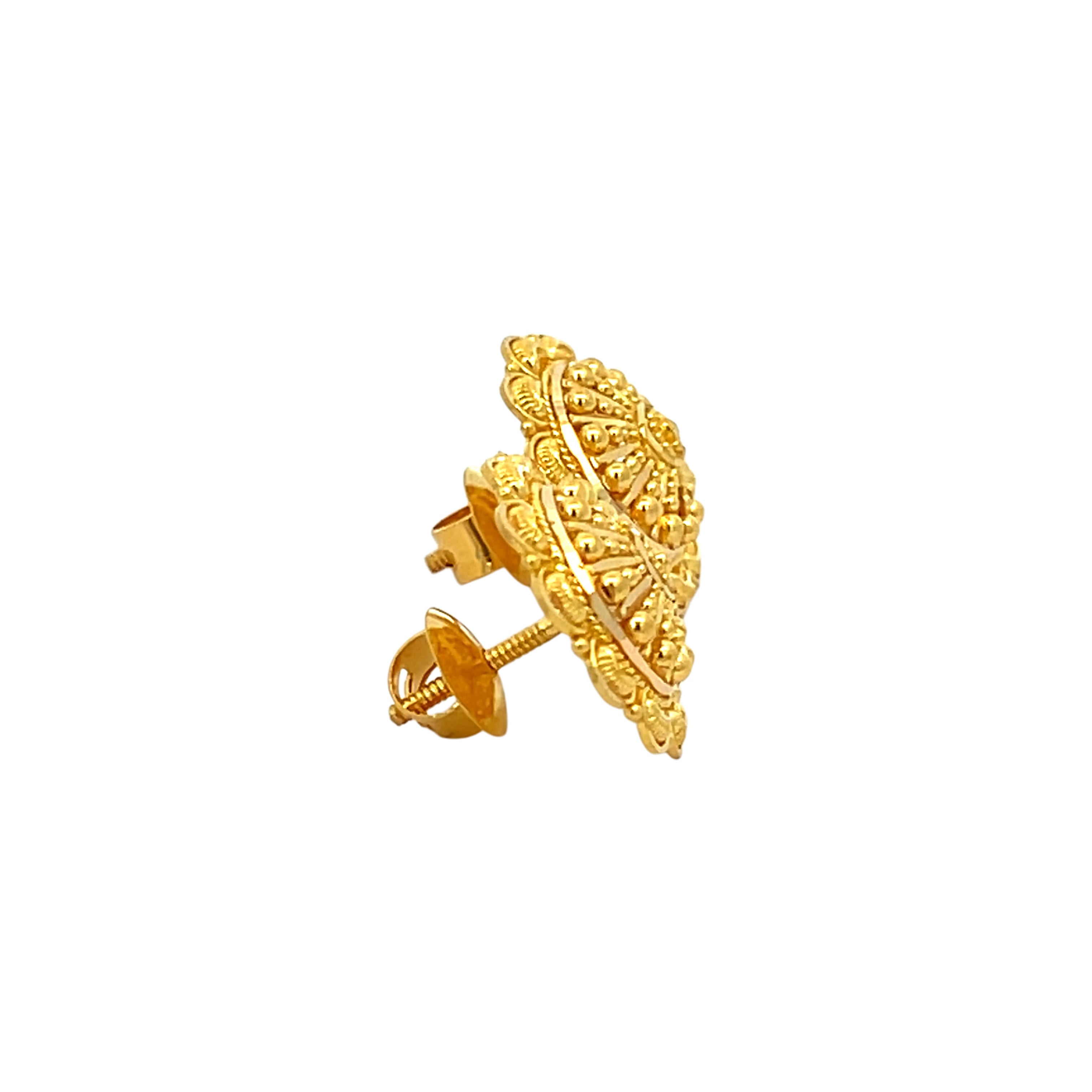 22k Yellow Gold Filigree Medium Earrings with gold weight of 6g