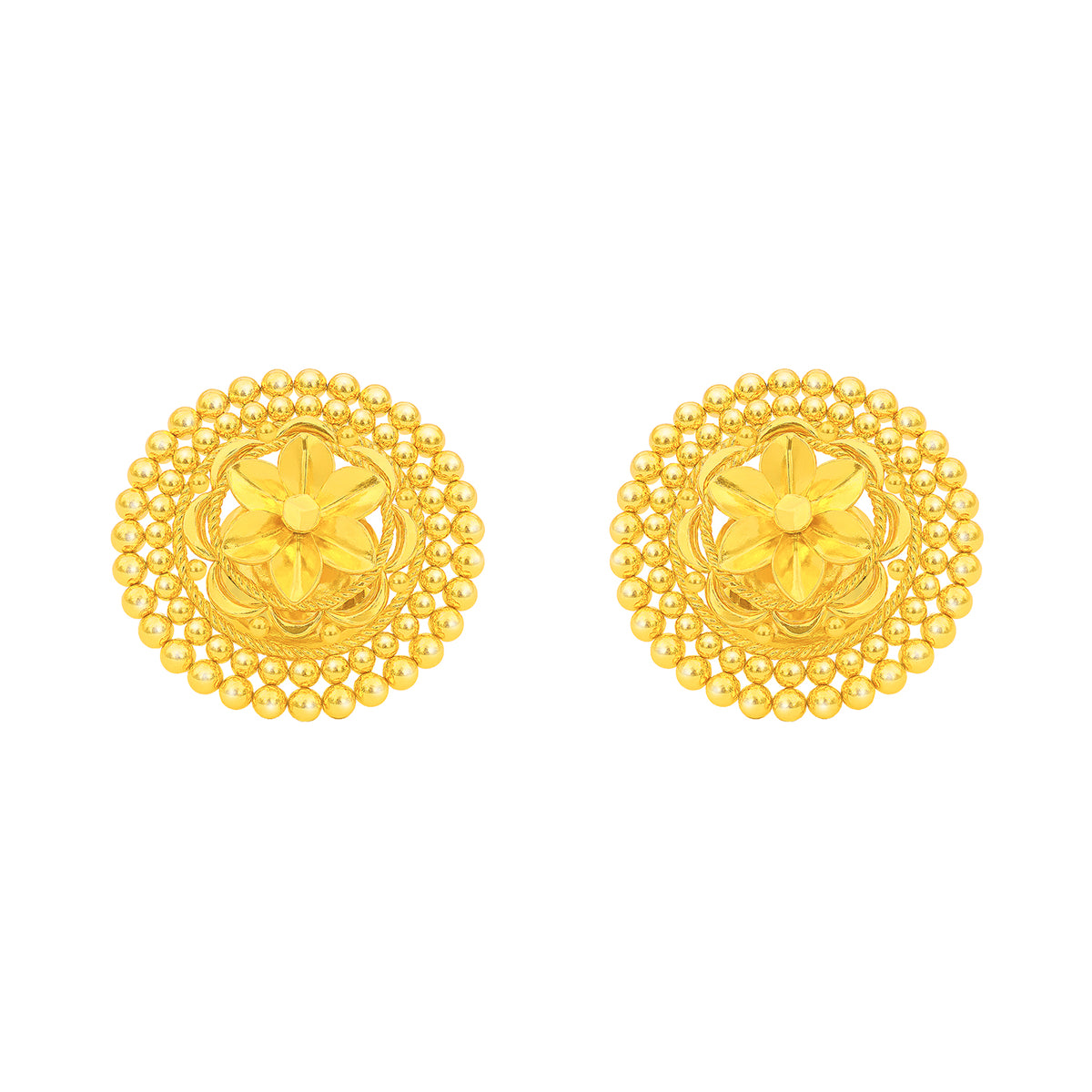 22k Yellow Gold Filigree Medium Earrings with gold weight of 6.5g