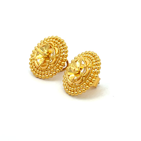 22k Yellow Gold Filigree Medium Earrings with gold weight of 6.5g