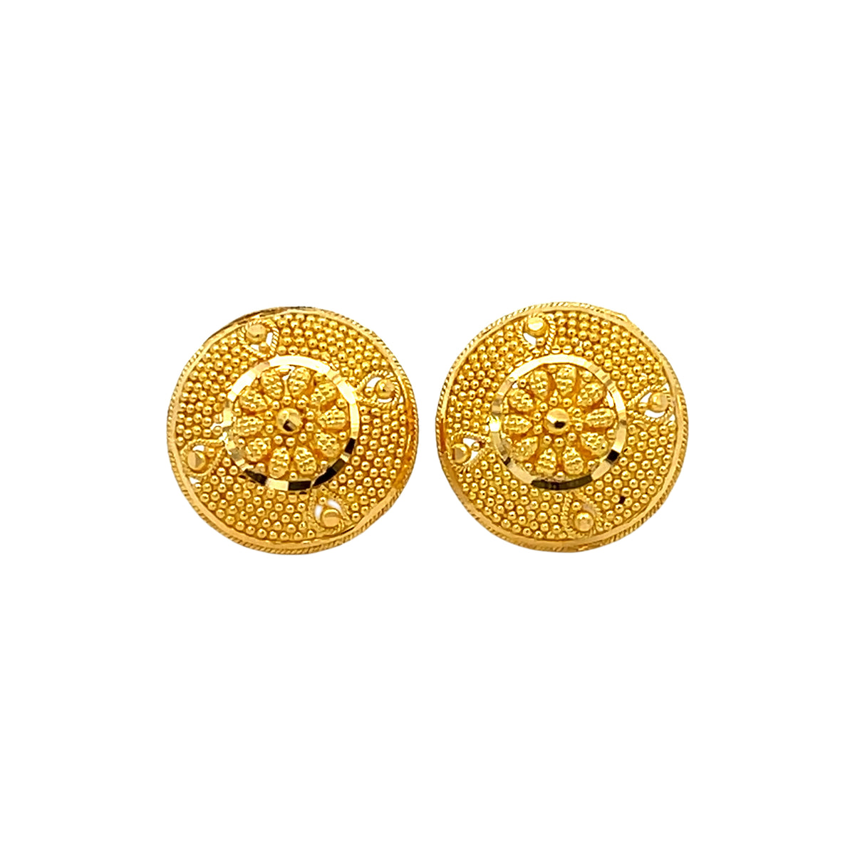 22k Yellow Gold Filigree Medium Earrings with gold weight of 7.13g