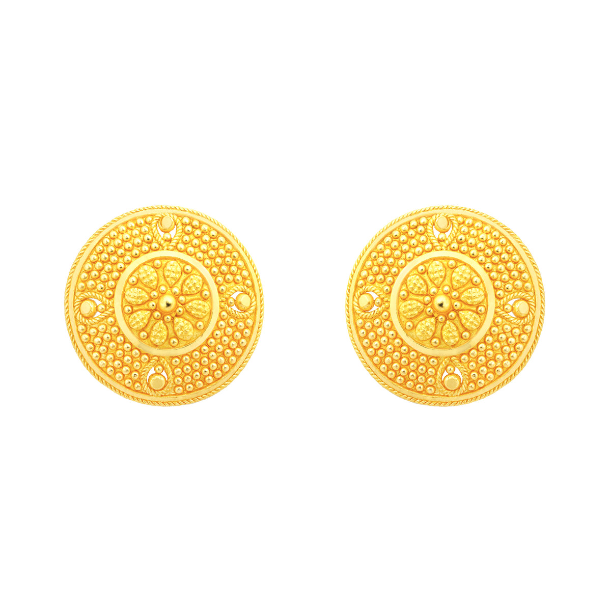 22k Yellow Gold Filigree Medium Earrings with gold weight of 7.13g