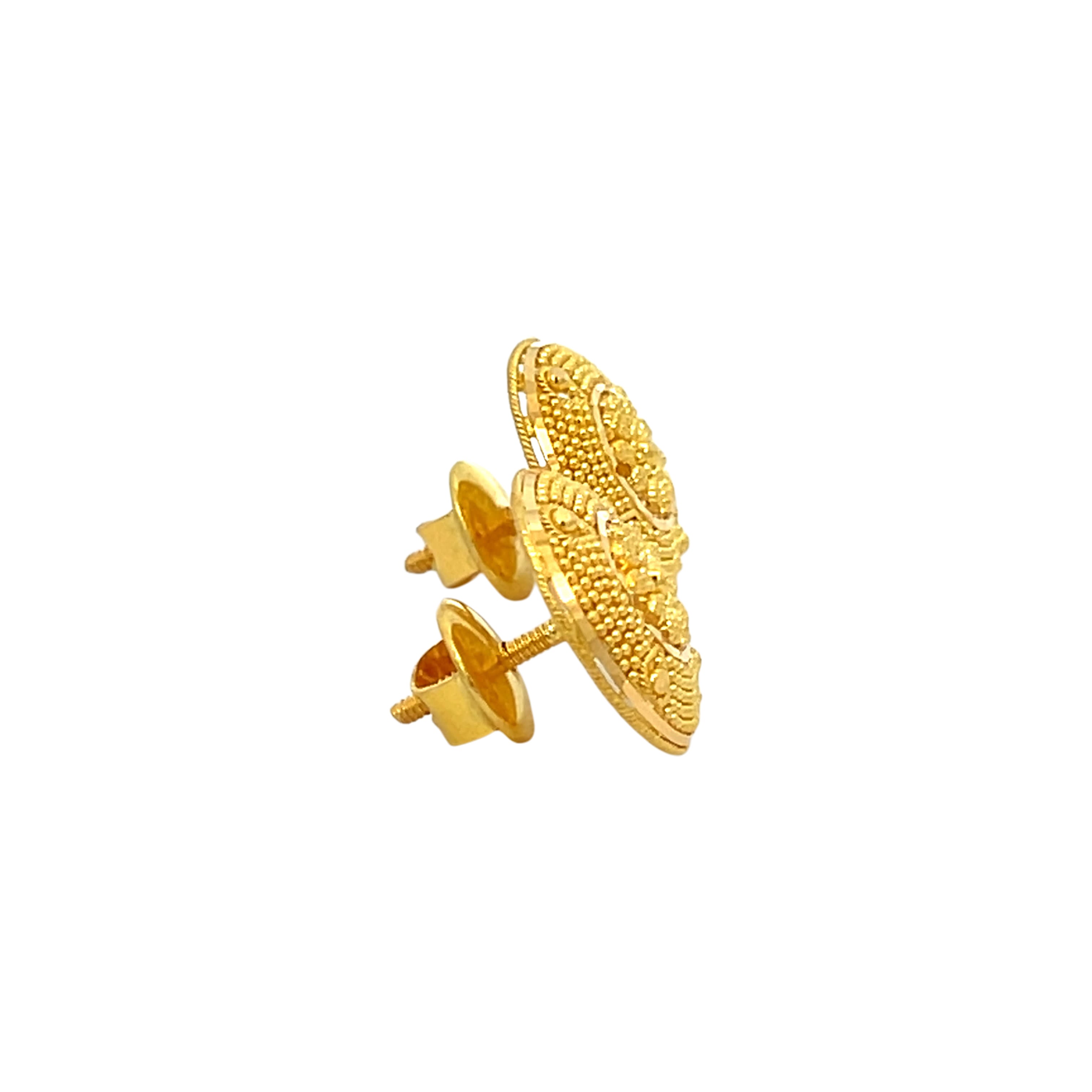 22k Yellow Gold Filigree Medium Earrings with gold weight of 7.13g