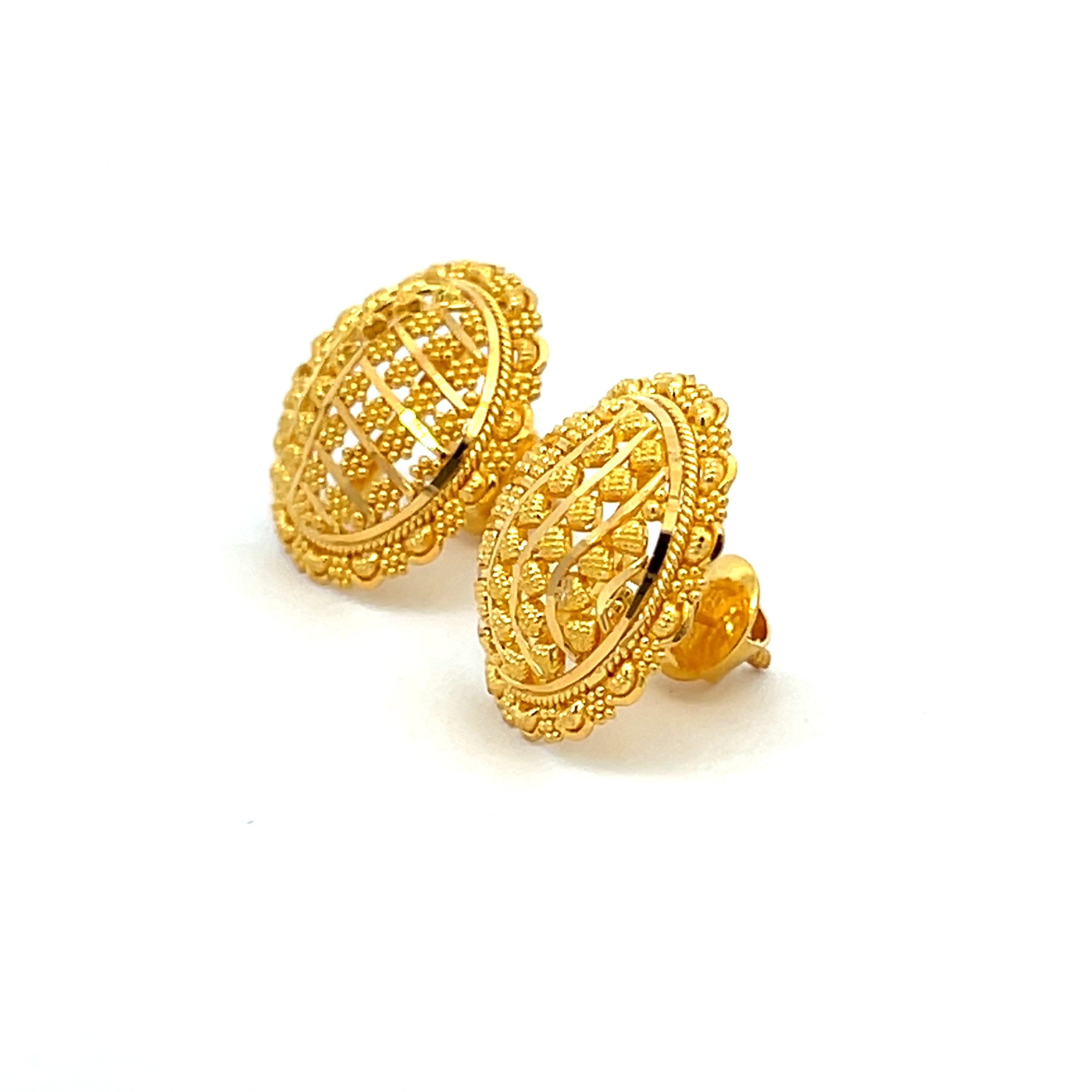 22k Yellow Gold Filigree Large Earrings with gold weight of 7.38g