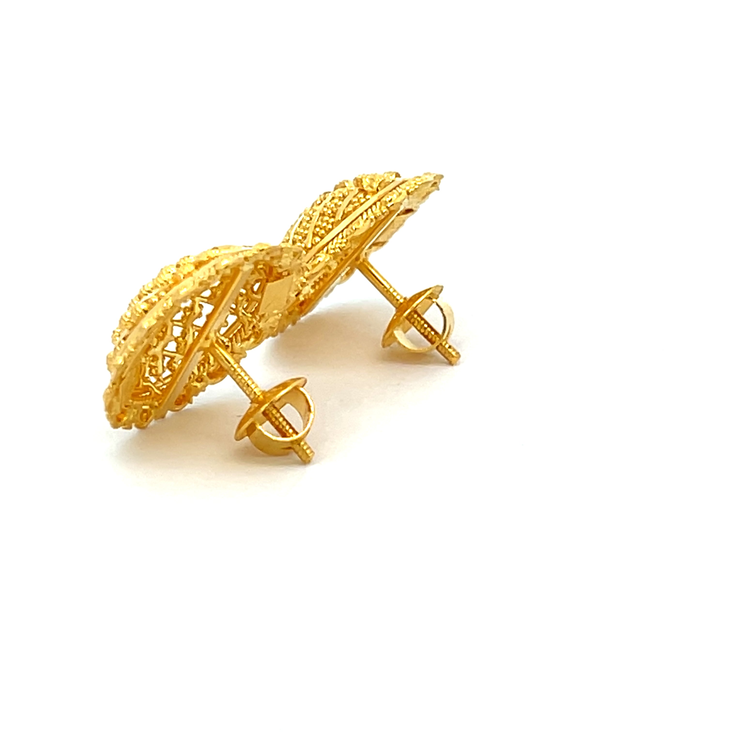 22k Yellow Gold Filigree Large Earrings with gold weight of 7.38g