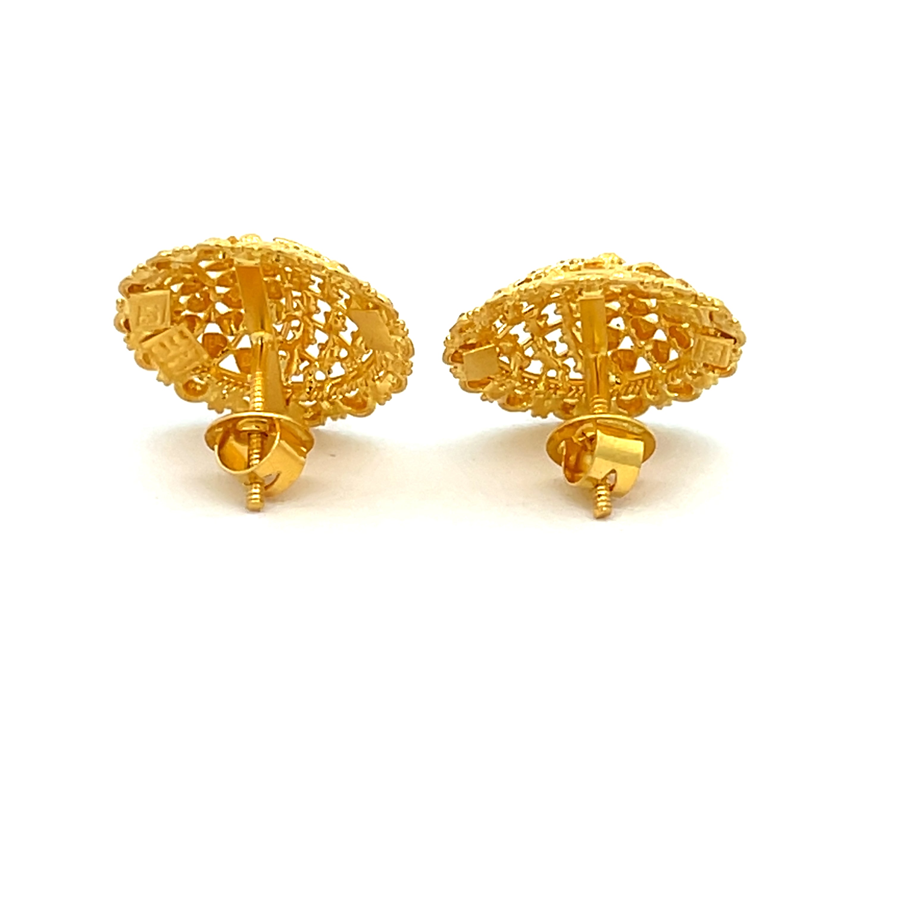 22k Yellow Gold Filigree Large Earrings with gold weight of 7.38g