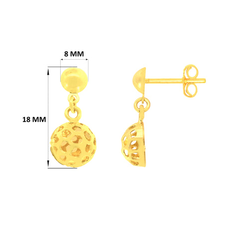 22k Yellow Gold Dangler Large Earrings with gold weight of 2.36g