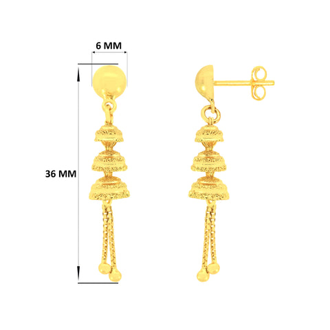 22k Yellow Gold Dangler Large Earrings with gold weight of 4.81g