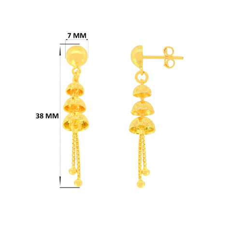 22k Yellow Gold Dangler Large Earrings with gold weight of 4.74g