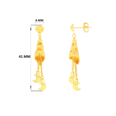 22k Yellow Gold Dangler Large Earrings with gold weight of 4.95g