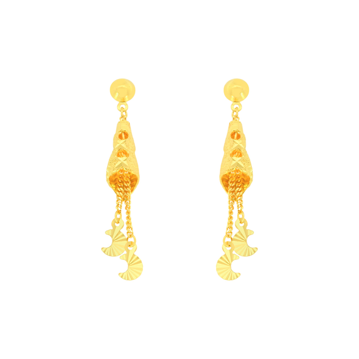22k Yellow Gold Dangler Large Earrings with gold weight of 4.95g
