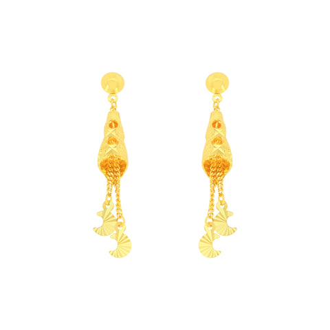 22k Yellow Gold Dangler Large Earrings with gold weight of 4.95g