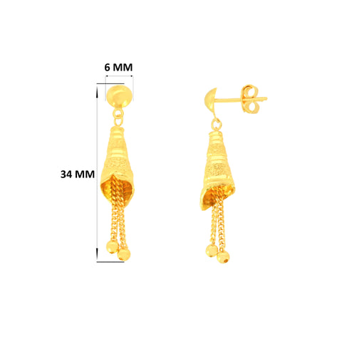 22k Yellow Gold Dangler Large Earrings with gold weight of 4.87g