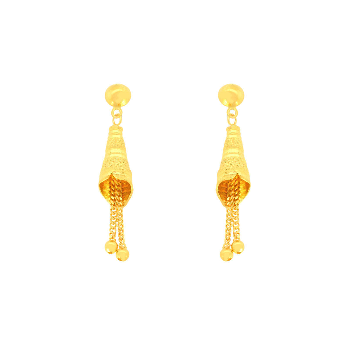 22k Yellow Gold Dangler Large Earrings with gold weight of 4.87g