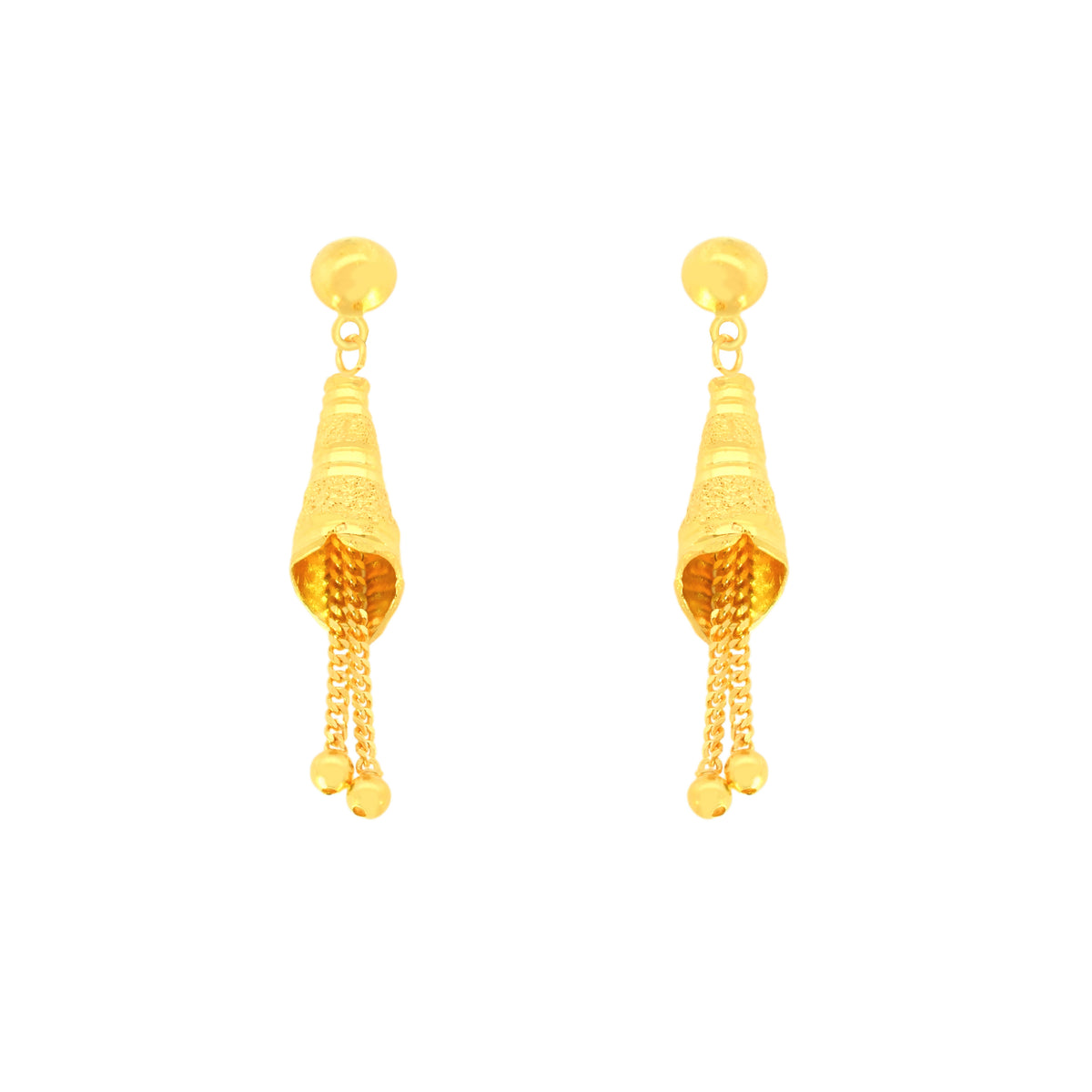 22k Yellow Gold Dangler Large Earrings with gold weight of 4.87g