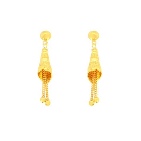 22k Yellow Gold Dangler Large Earrings with gold weight of 4.87g